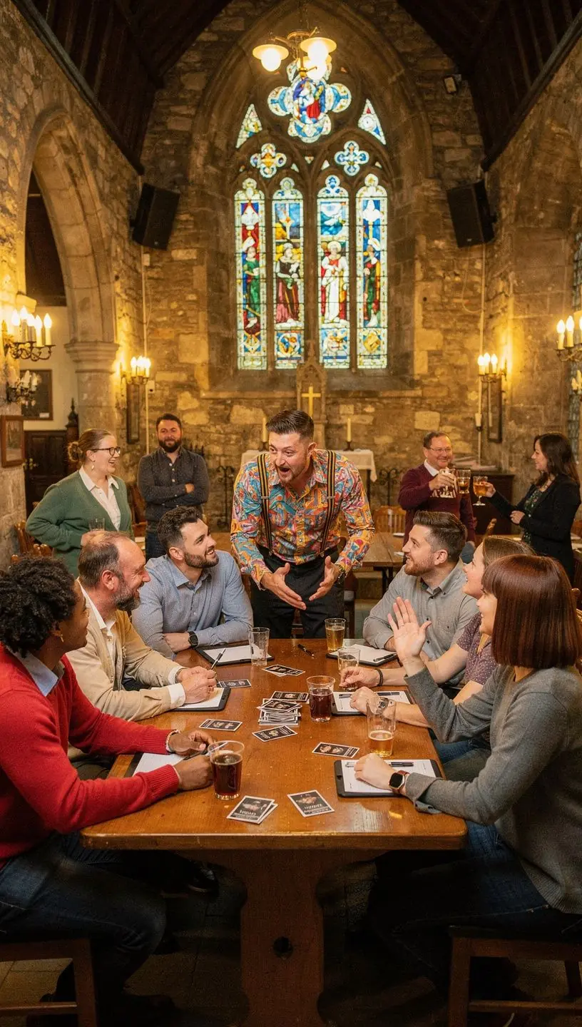 Social deduction games fostering adult relationship dynamics